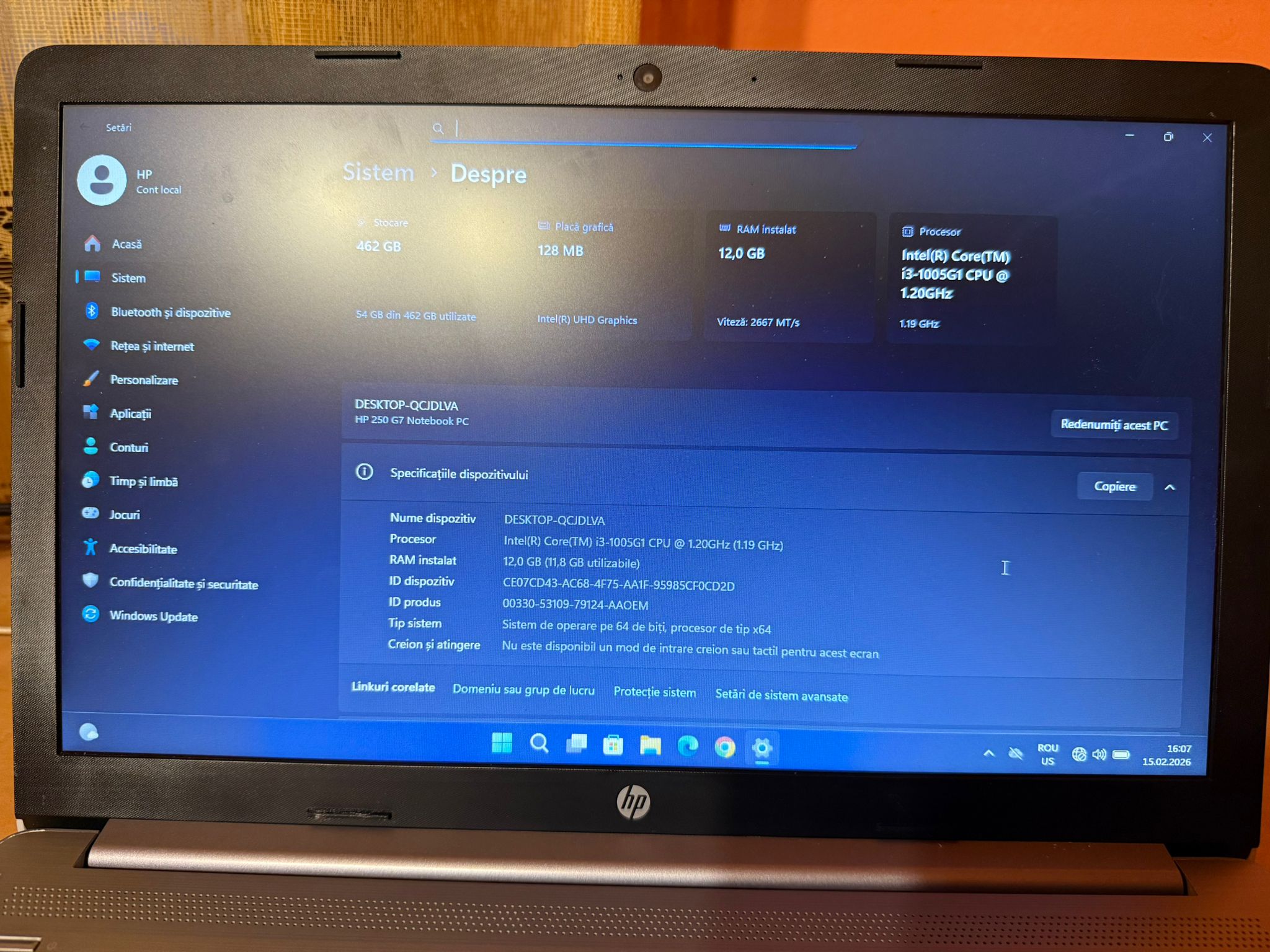 Laptop HP 250 G7 i3-1005G1 12GB RAM 512GB SSD